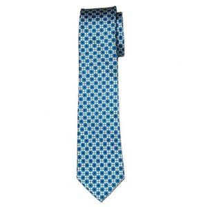 NEW Express Tie Silk Teal White Blue Men's Long